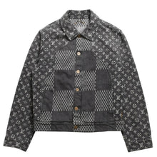 画像をギャラリービューアに読み込む, LOUIS VUITTON ルイヴィトン × NIGO ジャイアントダミエウェーブス デニムジャケット ニゴー コラボレーション モノグラム ダミエ アウター ブラック グレー 44サイズ ゴールド金具 美品 中古 4a004413