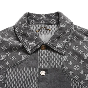 LOUIS VUITTON ルイヴィトン × NIGO ジャイアントダミエウェーブス デニムジャケット ニゴー モノグラム ダミエ アウター ブラック グレー 44サイズ美品 中古 4a004413