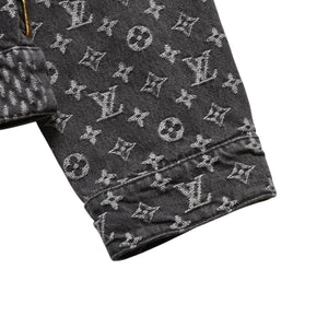 LOUIS VUITTON ルイヴィトン × NIGO ジャイアントダミエウェーブス デニムジャケット ニゴー モノグラム ダミエ アウター ブラック グレー 44サイズ美品 中古 4a004413
