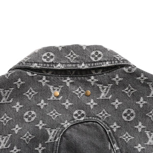 LOUIS VUITTON ルイヴィトン × NIGO ジャイアントダミエウェーブス デニムジャケット ニゴー モノグラム ダミエ アウター ブラック グレー 44サイズ美品 中古 4a004413