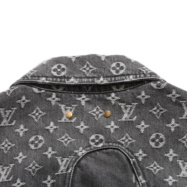 LOUIS VUITTON ルイヴィトン × NIGO ジャイアントダミエウェーブス デニムジャケット ニゴー モノグラム ダミエ アウター ブラック グレー 44サイズ美品 中古 4a004413
