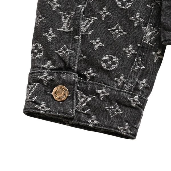 LOUIS VUITTON ルイヴィトン × NIGO ジャイアントダミエウェーブス デニムジャケット ニゴー モノグラム ダミエ アウター ブラック グレー 44サイズ美品 中古 4a004413