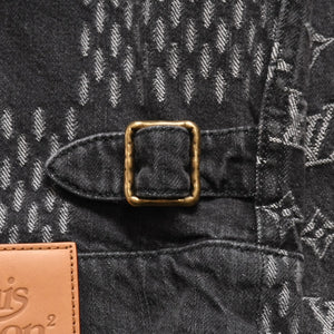 LOUIS VUITTON ルイヴィトン × NIGO ジャイアントダミエウェーブス デニムジャケット ニゴー モノグラム ダミエ アウター ブラック グレー 44サイズ美品 中古 4a004413