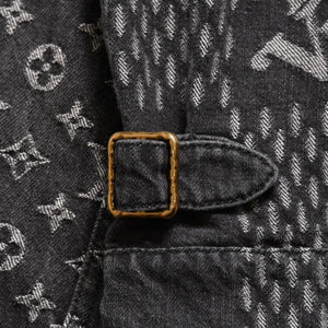 LOUIS VUITTON ルイヴィトン × NIGO ジャイアントダミエウェーブス デニムジャケット ニゴー モノグラム ダミエ アウター ブラック グレー 44サイズ美品 中古 4a004413