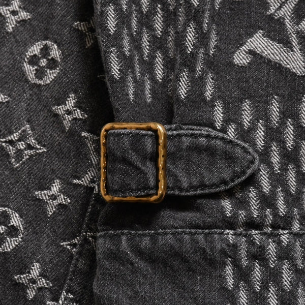 LOUIS VUITTON ルイヴィトン × NIGO ジャイアントダミエウェーブス デニムジャケット ニゴー モノグラム ダミエ アウター ブラック グレー 44サイズ美品 中古 4a004413