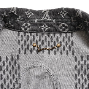 LOUIS VUITTON ルイヴィトン × NIGO ジャイアントダミエウェーブス デニムジャケット ニゴー モノグラム ダミエ アウター ブラック グレー 44サイズ美品 中古 4a004413