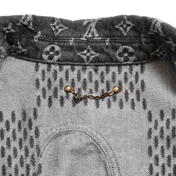 LOUIS VUITTON ルイヴィトン × NIGO ジャイアントダミエウェーブス デニムジャケット ニゴー モノグラム ダミエ アウター ブラック グレー 44サイズ美品 中古 4a004413
