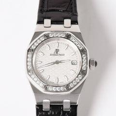AUDEMARS PIGUET オーデマピゲ ロイヤルオーク 腕時計 67601ST.ZZ.D012CR.01 シルバー文字盤 革 SS QZ ダイヤモンド 美品 中古 4a004284
