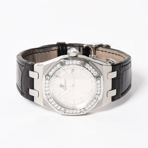 AUDEMARS PIGUET オーデマピゲ ロイヤルオーク 腕時計 67601ST.ZZ.D012CR.01 シルバー文字盤 革 SS QZ ダイヤモンド 美品 中古 4a004284
