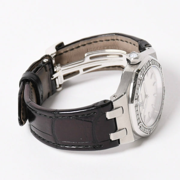 AUDEMARS PIGUET オーデマピゲ ロイヤルオーク 腕時計 67601ST.ZZ.D012CR.01 シルバー文字盤 革 SS QZ ダイヤモンド 美品 中古 4a004284