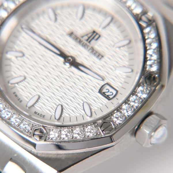 AUDEMARS PIGUET オーデマピゲ ロイヤルオーク 腕時計 67601ST.ZZ.D012CR.01 シルバー文字盤 革 SS QZ ダイヤモンド 美品 中古 4a004284