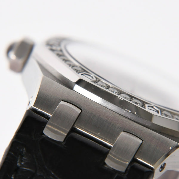 AUDEMARS PIGUET オーデマピゲ ロイヤルオーク 腕時計 67601ST.ZZ.D012CR.01 シルバー文字盤 革 SS QZ ダイヤモンド 美品 中古 4a004284