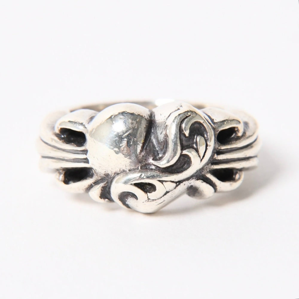 CHROME HEARTS クロムハーツ FLRL CRS HRT フローラルクロス ハートリング 重量約12.78g サイズ9号 シルバー925 美品 中古 4a004331