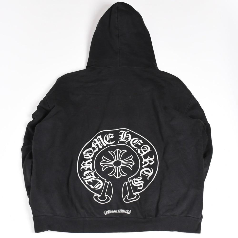 CHROME HEARTS クロムハーツ マルチカラー スリーブロゴ ホースシュー プルオーバーフーディ CHプラス スクロールラベル ブラック マルチカラー Lサイズ 美品 中古 4a004310