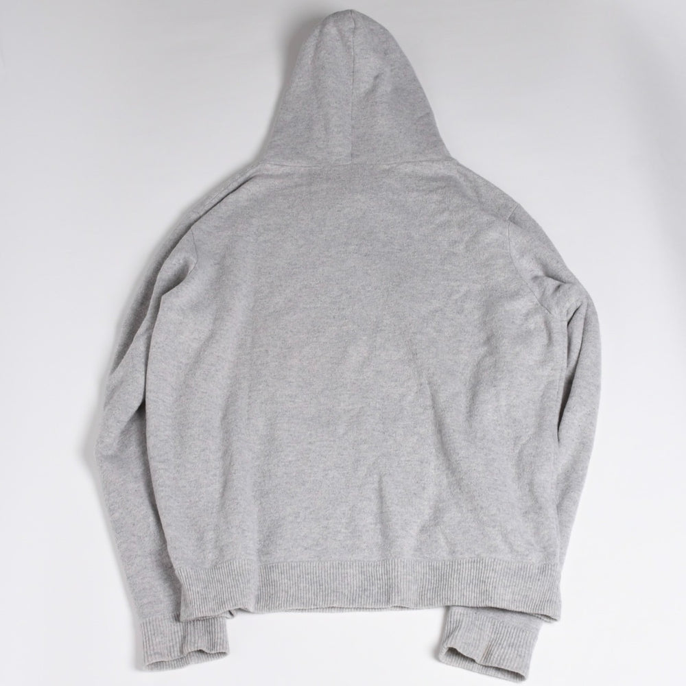 極美品 CHROME HEARTS クロムハーツ U LIFE SENTENCE 袖ロゴ刺繍 カシミヤ プルオーバーパーカー フーディ カシミヤ グレー ブラック Lサイズ 中古 4a004305