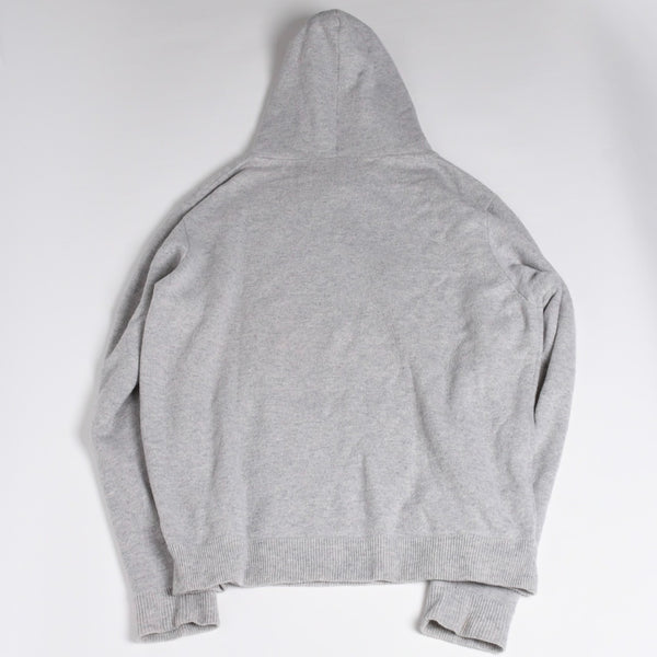 極美品 CHROME HEARTS クロムハーツ U LIFE SENTENCE 袖ロゴ刺繍 カシミヤ プルオーバーパーカー フーディ カシミヤ グレー ブラック Lサイズ 中古 4a004305