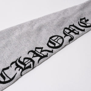 極美品 CHROME HEARTS クロムハーツ U LIFE SENTENCE 袖ロゴ刺繍 カシミヤ プルオーバーパーカー フーディ カシミヤ グレー ブラック Lサイズ 中古 4a004305