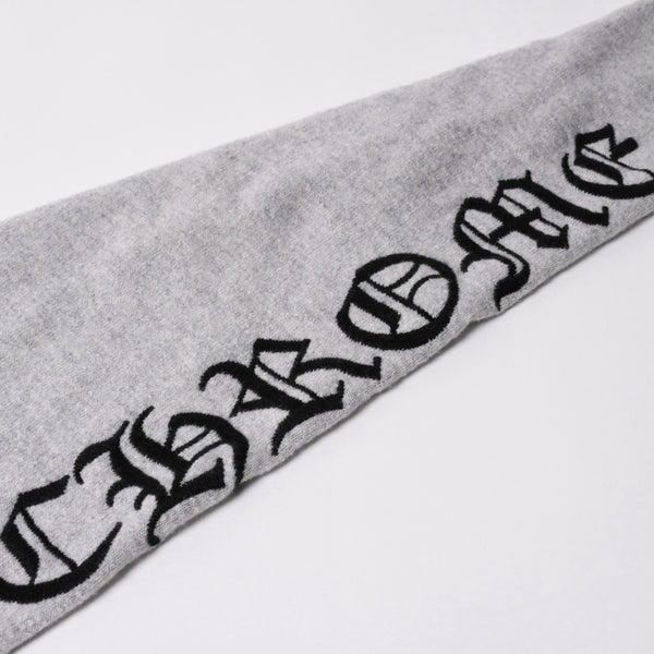 極美品 CHROME HEARTS クロムハーツ U LIFE SENTENCE 袖ロゴ刺繍 カシミヤ プルオーバーパーカー フーディ カシミヤ グレー ブラック Lサイズ 中古 4a004305