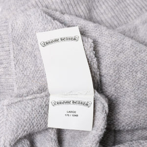 極美品 CHROME HEARTS クロムハーツ U LIFE SENTENCE 袖ロゴ刺繍 カシミヤ プルオーバーパーカー フーディ カシミヤ グレー ブラック Lサイズ 中古 4a004305