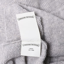 画像をギャラリービューアに読み込む, 極美品 CHROME HEARTS クロムハーツ U LIFE SENTENCE 袖ロゴ刺繍 カシミヤ プルオーバーパーカー フーディ カシミヤ グレー ブラック Lサイズ 中古 4a004305