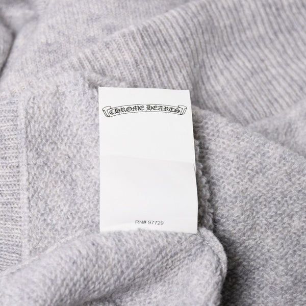 極美品 CHROME HEARTS クロムハーツ U LIFE SENTENCE 袖ロゴ刺繍 カシミヤ プルオーバーパーカー フーディ カシミヤ グレー ブラック Lサイズ 中古 4a004305