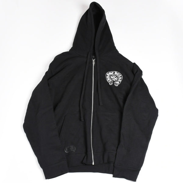 新品未使用 CHROME HEARTS クロムハーツ 大阪限定ホースシュー ジップアップフーディ パーカー 大阪限定 ダガー ブラック XLサイズ 中古 4a004315