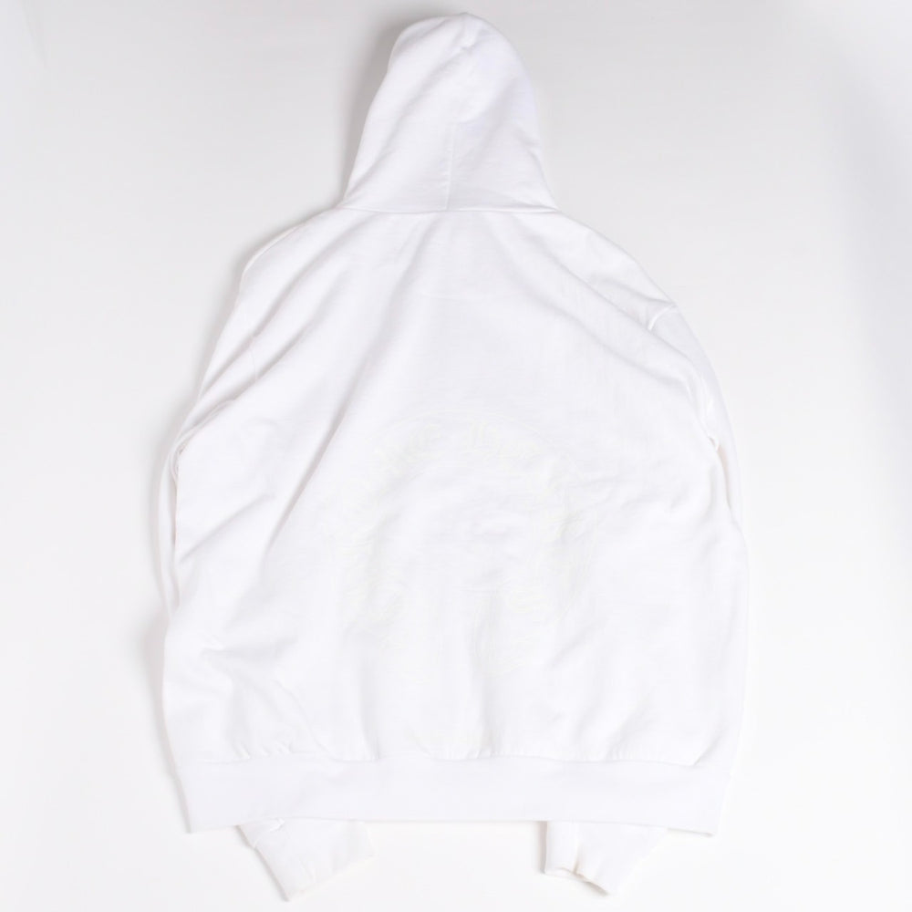 極美品 CHROME HEARTS クロムハーツ ホワイト グロウ ジップアップ フーディ ホースシュー 蓄光プリント ホワイト ダガー Lサイズ 中古 4a004311