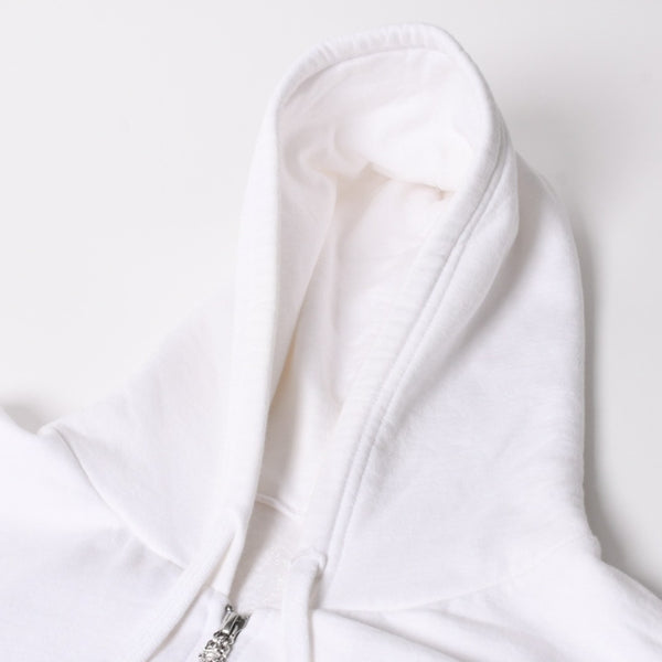 極美品 CHROME HEARTS クロムハーツ ホワイト グロウ ジップアップ フーディ ホースシュー 蓄光プリント ホワイト ダガー Lサイズ 中古 4a004311