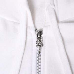 極美品 CHROME HEARTS クロムハーツ ホワイト グロウ ジップアップ フーディ ホースシュー 蓄光プリント ホワイト ダガー Lサイズ 中古 4a004311