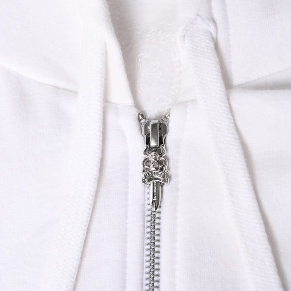 極美品 CHROME HEARTS クロムハーツ ホワイト グロウ ジップアップ フーディ ホースシュー 蓄光プリント ホワイト ダガー Lサイズ 中古 4a004311