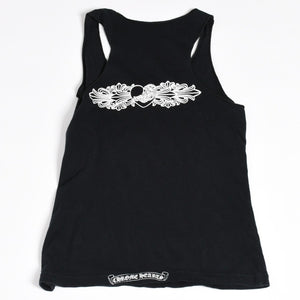 Very Good Condition CHROME HEARTS Haley Cross Tank Top Sleeveless Floral Heart Black S Size Used 4a004319