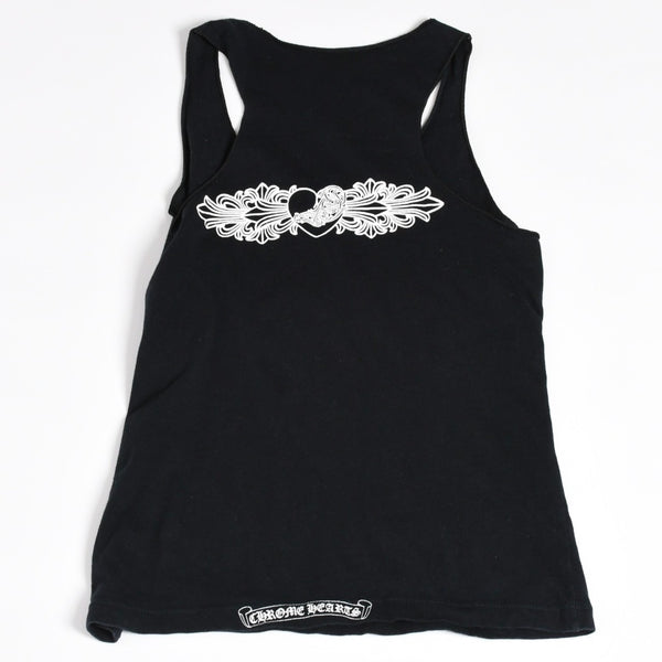 Very Good Condition CHROME HEARTS Haley Cross Tank Top Sleeveless Floral Heart Black S Size Used 4a004319