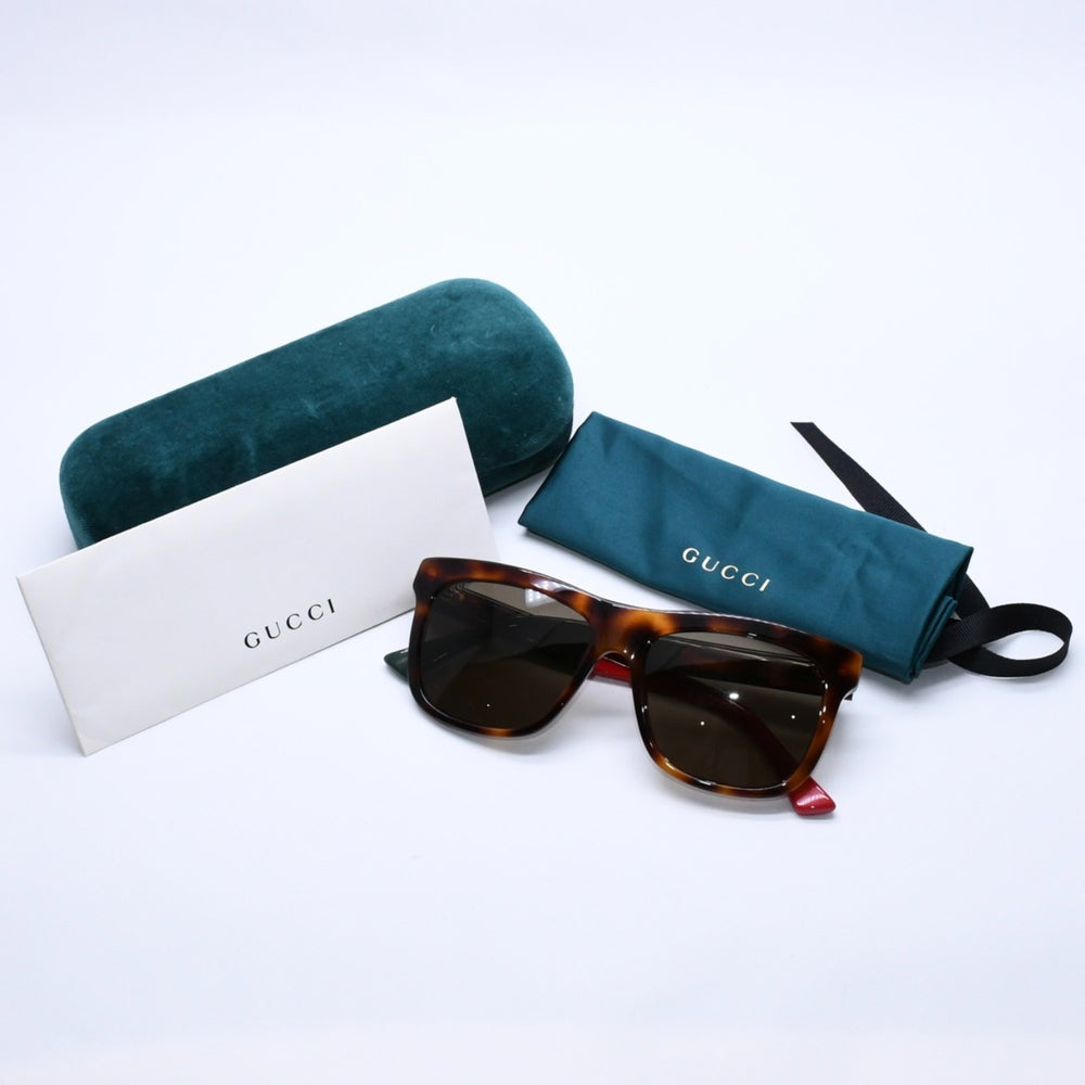 極美品 GUCCI グッチ Sunglasses サングラス GG0158S サイズ54◻︎17 145 ブラウン レッド グリーン 中古 4a004312