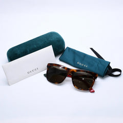極美品 GUCCI グッチ Sunglasses サングラス GG0158S サイズ54◻︎17 145 ブラウン レッド グリーン 中古 4a004312