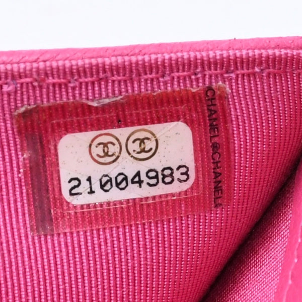 CHANEL シャネル マトラッセ 21番台 コンパクトウォレット 三つ折り財布 ラムスキン ピンク シルバー金具 美品 中古 4a004264