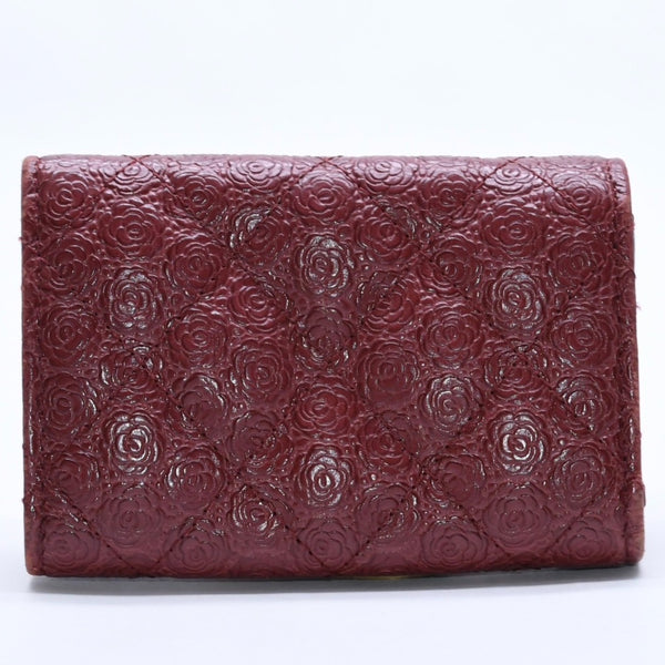 CHANEL シャネル カメリア型押し マトラッセ キーケース 26番台 カーフスキン ココマーク ボルドー ゴールド金具 美品 中古 4a004262