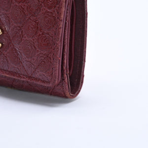 CHANEL シャネル カメリア型押し マトラッセ キーケース 26番台 カーフスキン ココマーク ボルドー ゴールド金具 美品 中古 4a004262