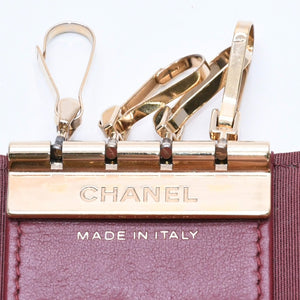 CHANEL シャネル カメリア型押し マトラッセ キーケース 26番台 カーフスキン ココマーク ボルドー ゴールド金具 美品 中古 4a004262
