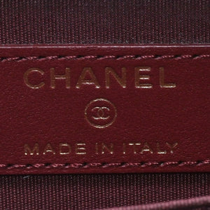 極美品 CHANEL シャネル カメリア型押し マトラッセ ラウンドファスナー コインケース 26番台 カーフスキン キルティング ココマーク ボルドー ゴールド金具 中古 4a004263