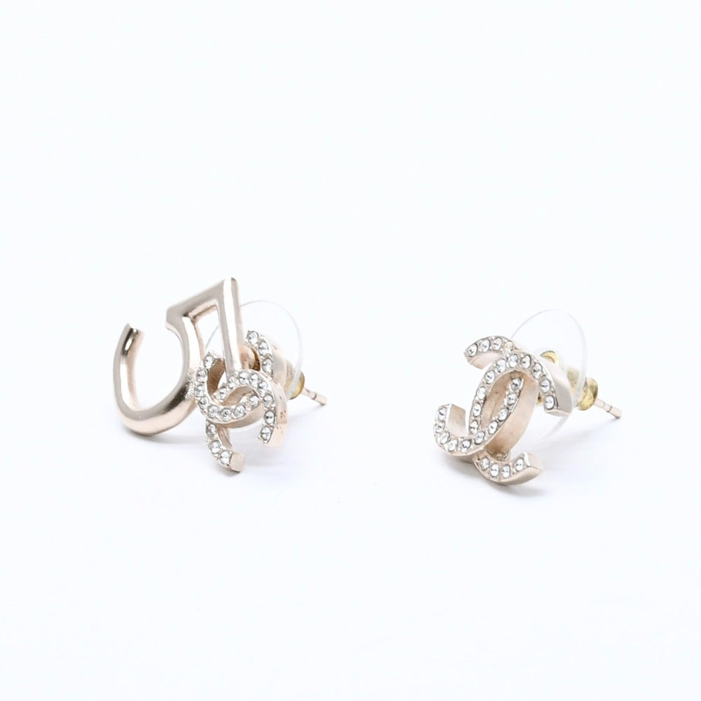 CHANEL シャネル ココマーク ピアス 重量約4.31g A21S刻印 No.5 ラインストーン メタル GP ゴールド クリア 両耳用 美品 中古 4a003729