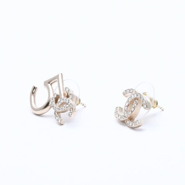 CHANEL シャネル ココマーク ピアス 重量約4.31g A21S刻印 No.5 ラインストーン メタル GP ゴールド クリア 両耳用 美品 中古 4a003729