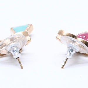 CHANEL Coco Mark Drop Earrings Weight Approx. 6.72g A17P Engraved Enamel Metal GP Gold Binaural Good Condition Used 4a003748