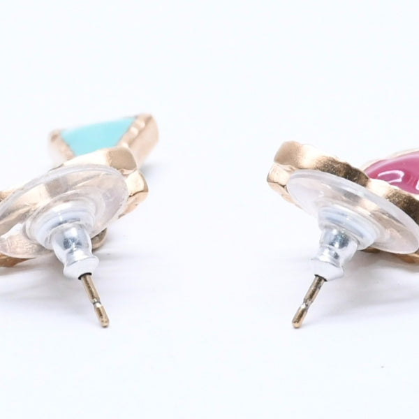 CHANEL Coco Mark Drop Earrings Weight Approx. 6.72g A17P Engraved Enamel Metal GP Gold Binaural Good Condition Used 4a003748