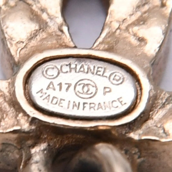 CHANEL Coco Mark Drop Earrings Weight Approx. 6.72g A17P Engraved Enamel Metal GP Gold Binaural Good Condition Used 4a003748