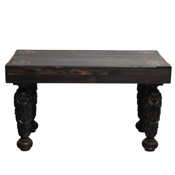 Very Good Condition CHROME HEARTS EBONY BENCH Ebony Bench Furniture Line CH Plus Cemetery Cross Gothic Style Used 4a004325