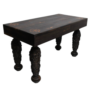 Very Good Condition CHROME HEARTS EBONY BENCH Ebony Bench Furniture Line CH Plus Cemetery Cross Gothic Style Used 4a004325