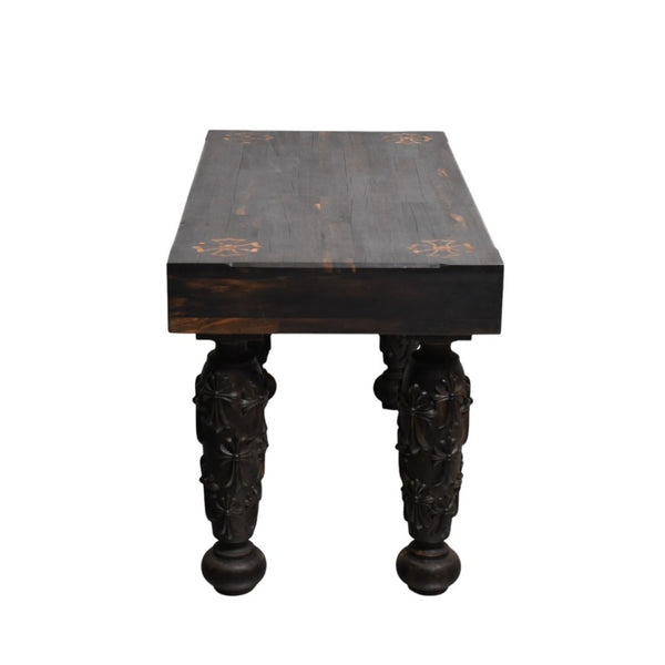 Very Good Condition CHROME HEARTS EBONY BENCH Ebony Bench Furniture Line CH Plus Cemetery Cross Gothic Style Used 4a004325