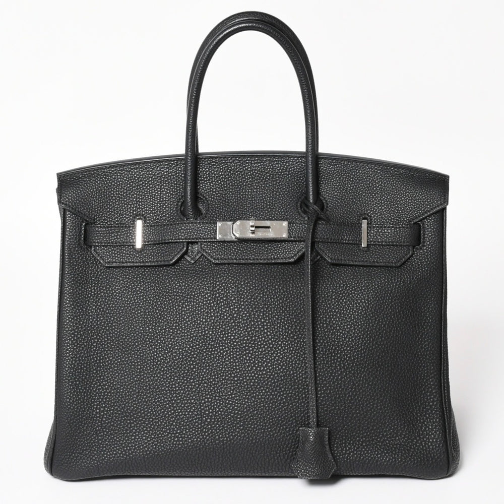 極美品 HERMES エルメス BIRKIN バーキン35 ブラック シルバー金具 トゴハンドバッグ □N刻印 中古 4a004337