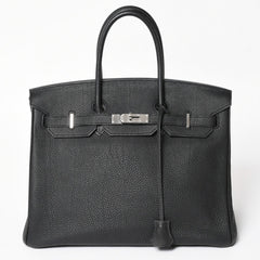 極美品 HERMES エルメス BIRKIN バーキン35 ブラック シルバー金具 トゴハンドバッグ □N刻印 中古 4a004337