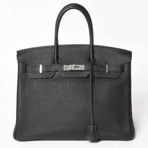 極美品 HERMES エルメス BIRKIN バーキン35 ブラック シルバー金具 トゴハンドバッグ □N刻印 中古 4a004337